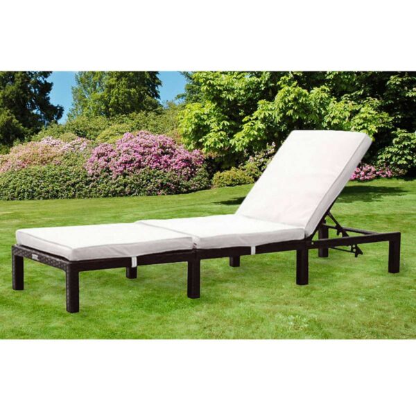 Janelle reclining sun lounger with cushion, black