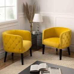 Margonia Velvet Tub Chair - Mustard