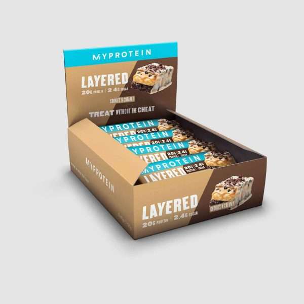 Cookies and cream layered protein snack bar x 12