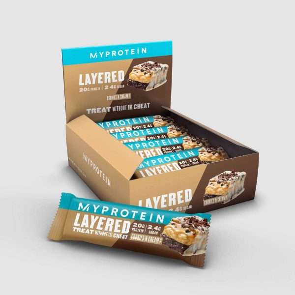 Cookies and cream layered protein snack bar x 12