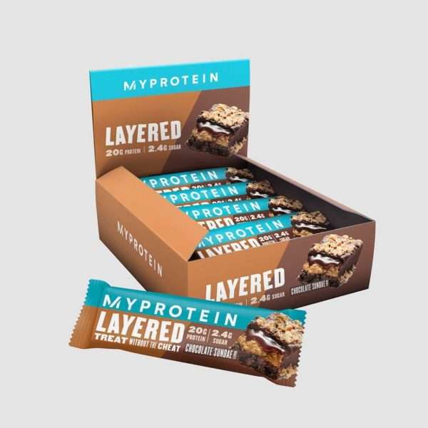 Chocolate sundae layered protein snack bar
