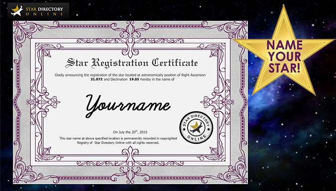 Personalised 'name a star' certificate - the perfect valentines gift