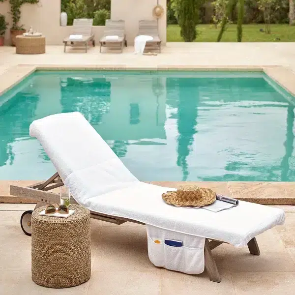 Garden Lounger Cotton Towel with Side Pockets