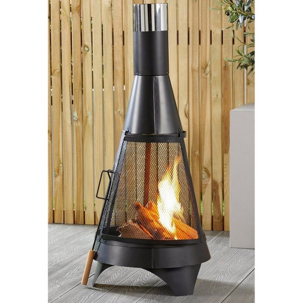 Lotus Steel and Mesh Chimenea with Poker