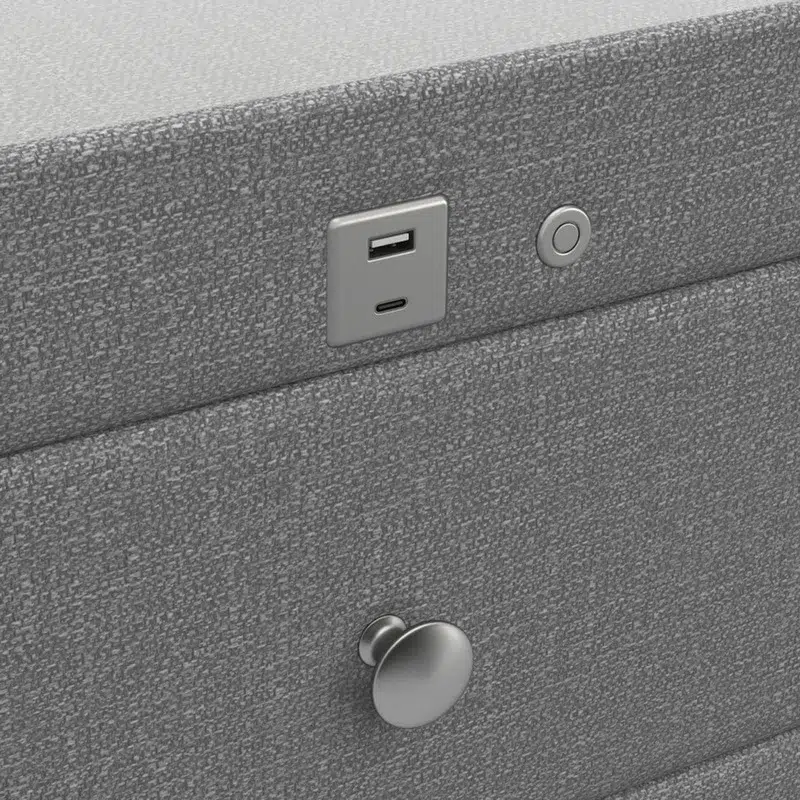 Kuban usb charging bedside table, woven grey Kuban usb charging bedside table, woven grey