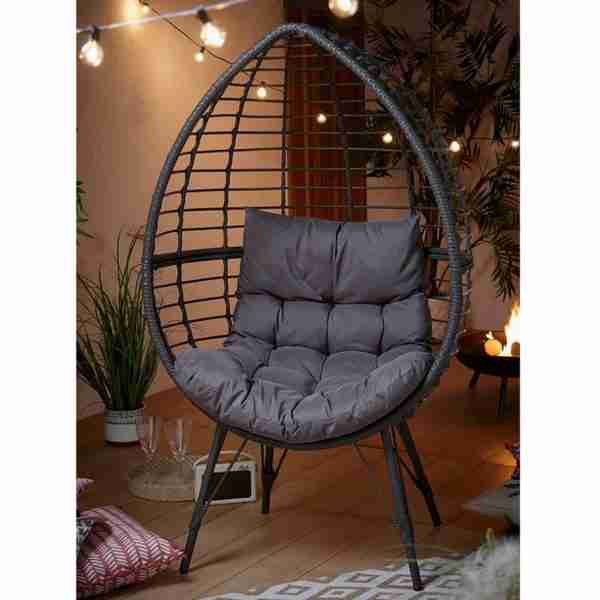 Cocoon Rattan Egg Chair, Grey