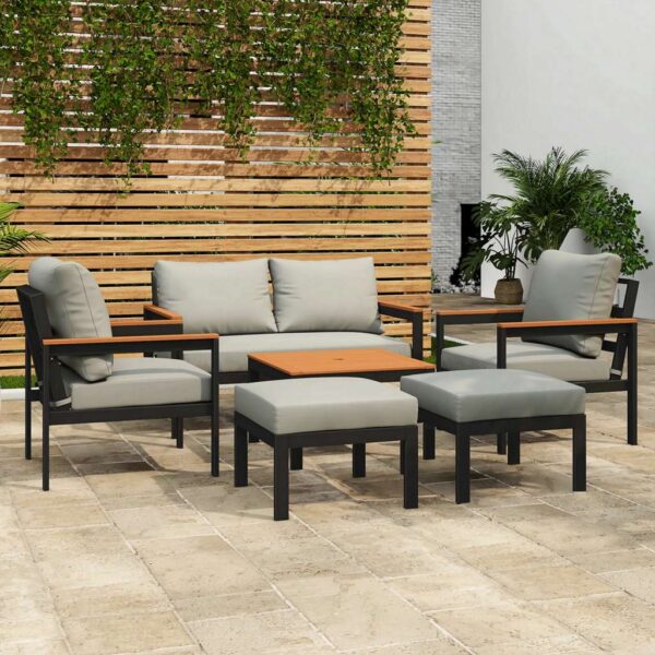 Porto 6 seater outdoor lounge set, grey