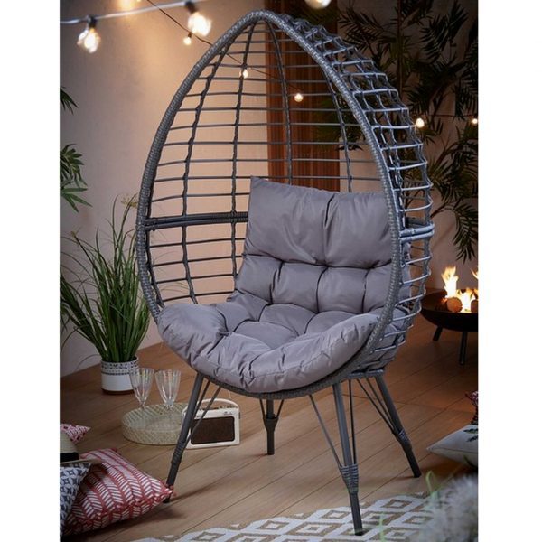 Cocoon rattan egg chair, grey