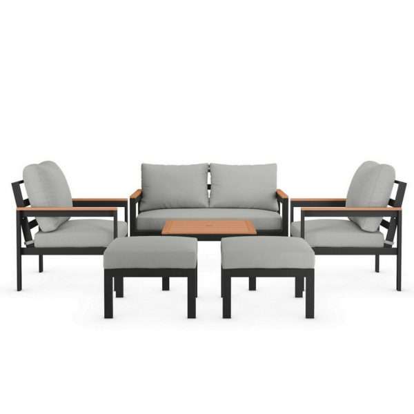 Porto 6 seater outdoor lounge set, grey