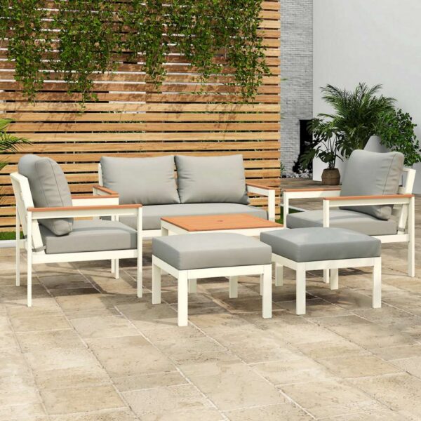 Porto 6 Seater Outdoor Lounge Set, White