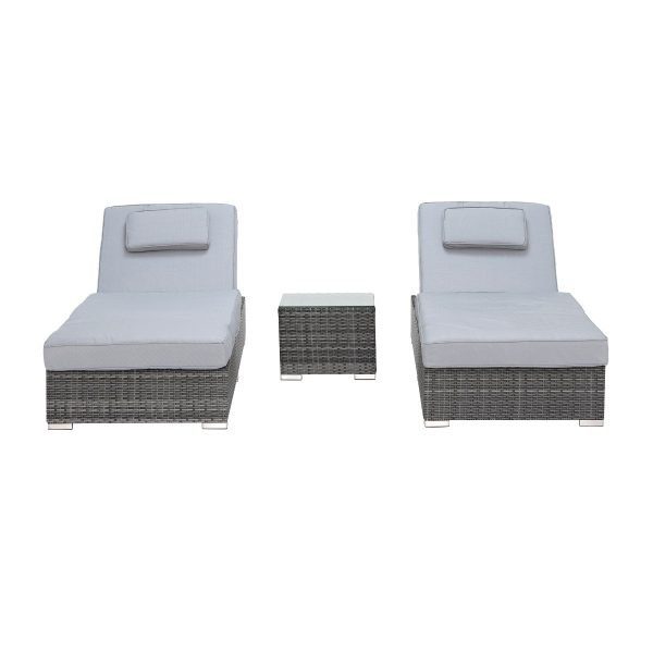 Padstow garden sun lounger set grey weave & fabric