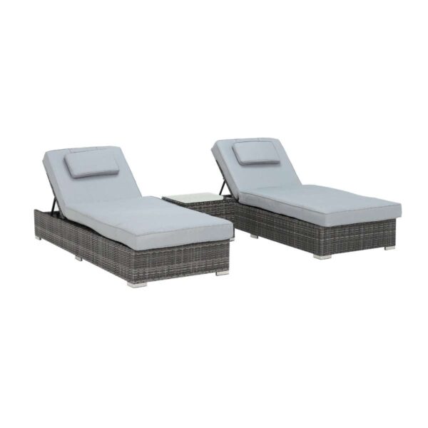 Padstow garden sun lounger set grey weave & fabric