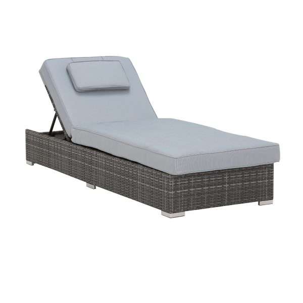 Padstow garden sun lounger set grey weave & fabric