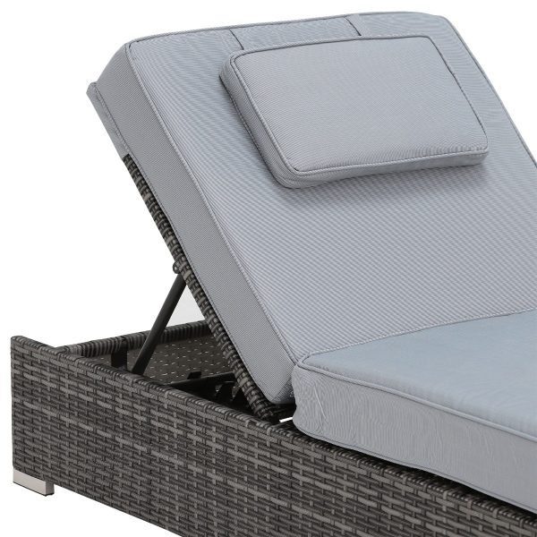 Padstow garden sun lounger set grey weave & fabric