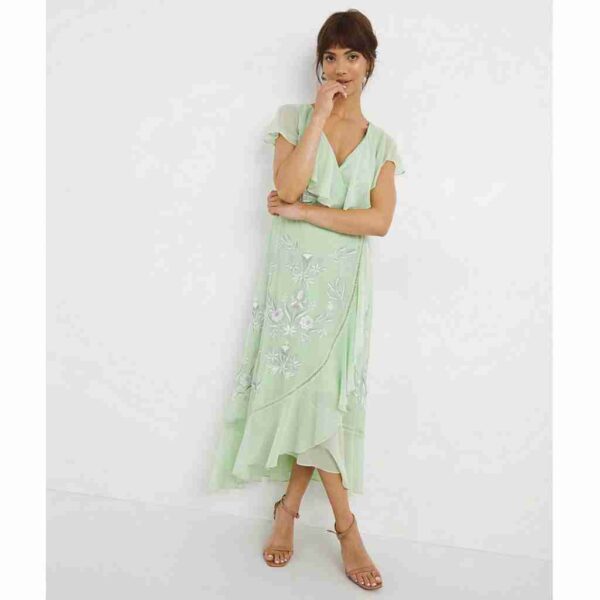 Joanna hope embroidered frill dress, apple green