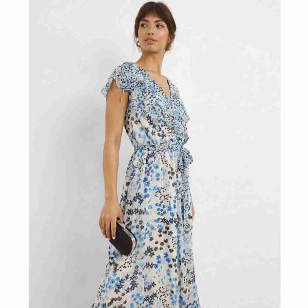 Joanna Hope Frill Wrap Dress, Blue Floral Print