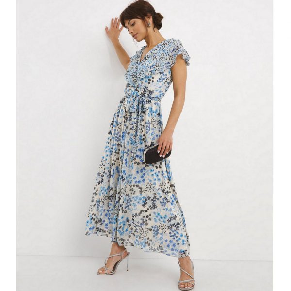 Joanna hope frill wrap dress, blue floral print