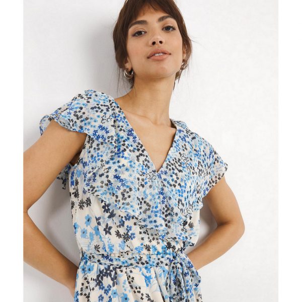 Joanna hope frill wrap dress, blue floral print