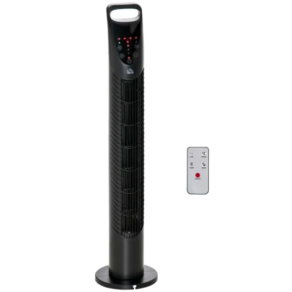 Homcom tower fan, 3 speed, 3 wind, 40w remote - black