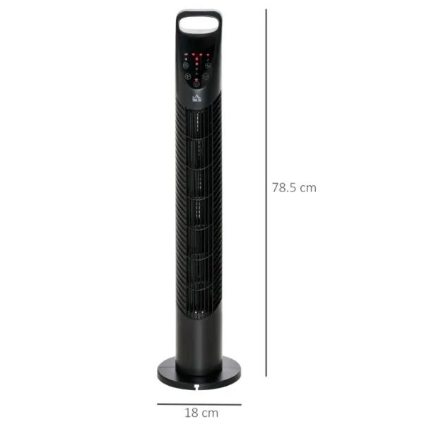 Homcom tower fan, 3 speed, 3 wind, 40w remote - black
