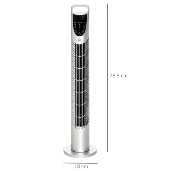 Homcom tower fan, 3 speed, 3 wind, 40w remote, silver
