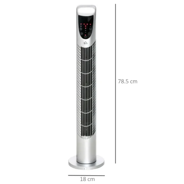 HOMCOM Tower Fan, 3 Speed, 3 Wind, 40w Remote, Silver