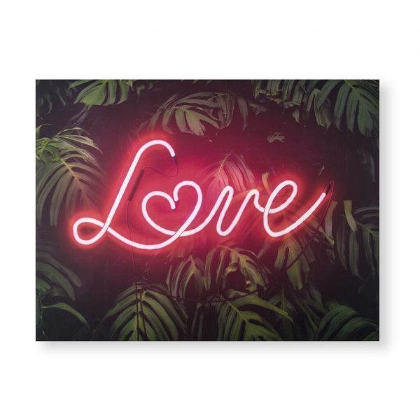 Tropical neon love wall art, 60 x 80cm