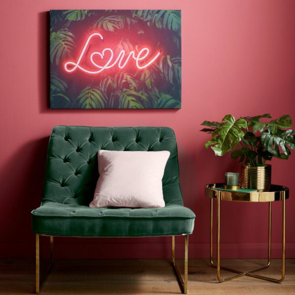 Tropical neon love wall art, 60 x 80cm