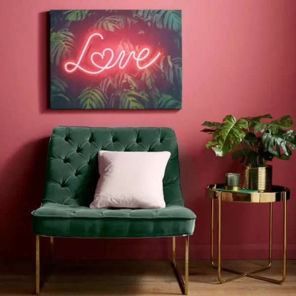 Tropical Neon Love Wall Art, 60 x 80cm