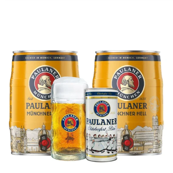 Paulaner keg pack with can & stein - £49. 95