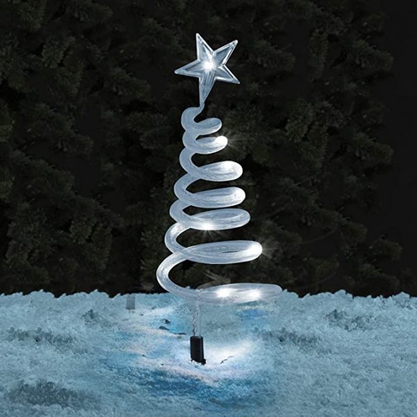 Four Spiral Outdoor Christmas Tree Lights, White