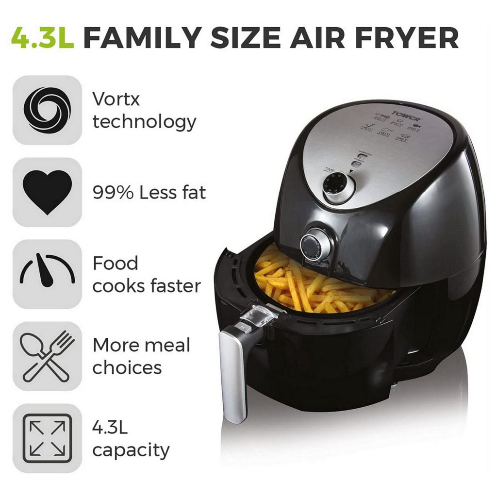 Tower T17021 4.3Litre 1500W Healthy Air Fryer Absolute Home