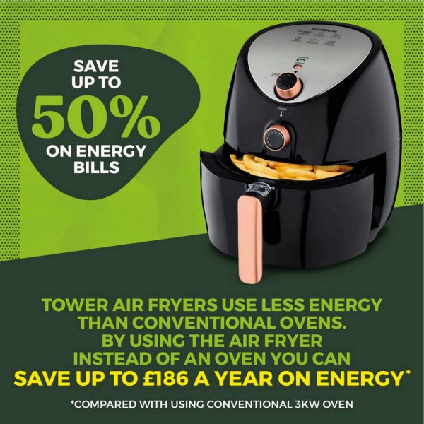 Tower t17021 4. 3litre 1500w healthy air fryer, rose gold