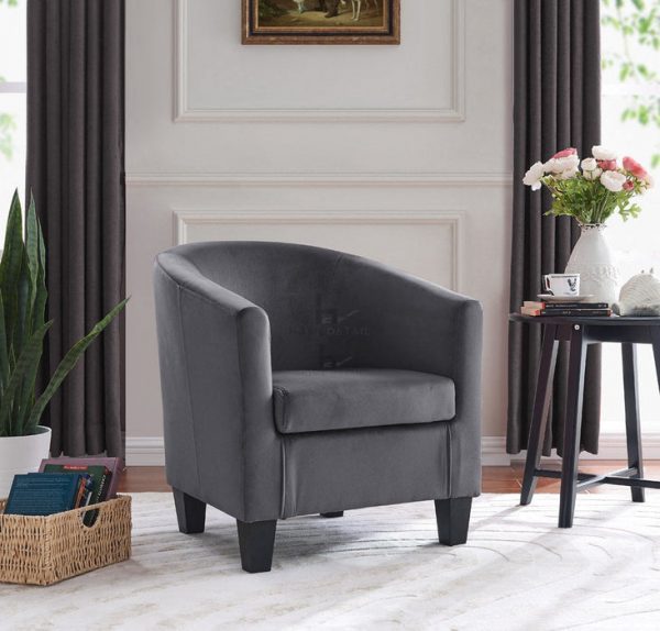 Accent fabric tub chair, dark grey