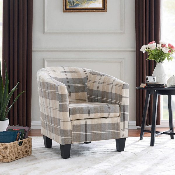 Accent fabric tub chair, tartan