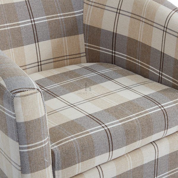 Accent fabric tub chair, tartan