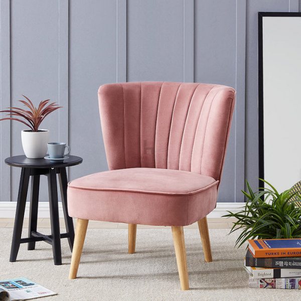 Occasional Fluted Back Accent Chair, Blush Pink