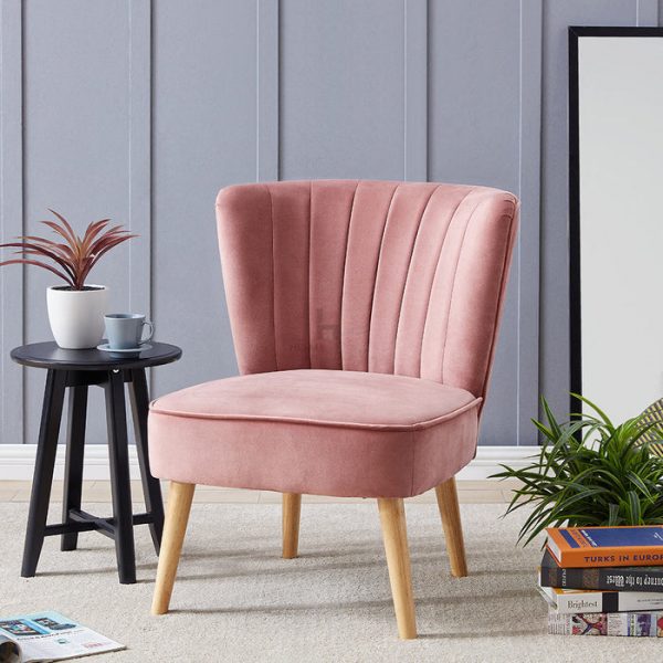 Occasional fluted back accent chair, blush pink