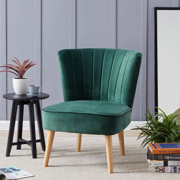 Occasional Fluted Back Accent Chair, Dark Green