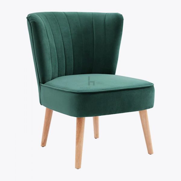 Occasional fluted back accent chair, dark green