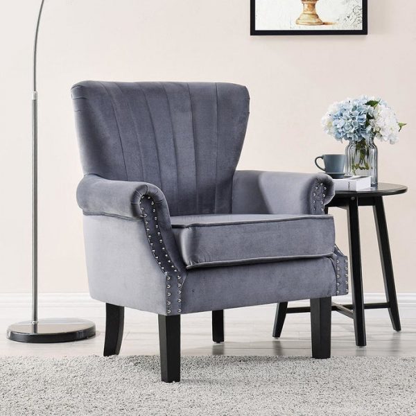 Occasional Accent Wingback Armchair, Dark Grey