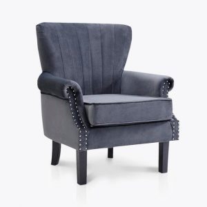 Occasional accent wingback armchair, dark grey