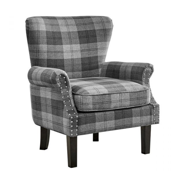 Occasional Accent Wingback Armchair, Tartan
