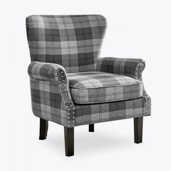Occasional Accent Wingback Armchair, Tartan
