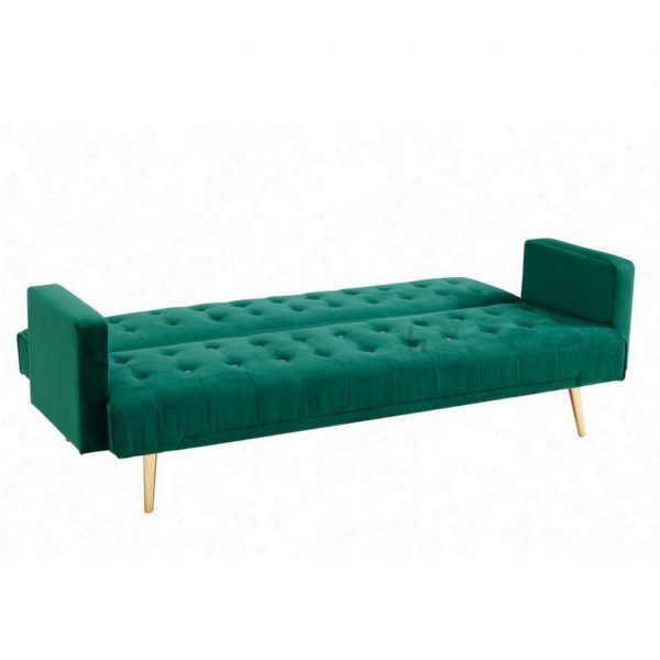 Luxury green velvet 3 seat sofa bed with rose gold legs