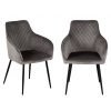 Pair of Grey Velvet Hampton Dining Chairs