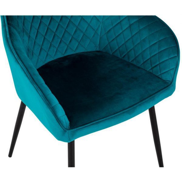 Pair of teal velvet hampton dining chairs