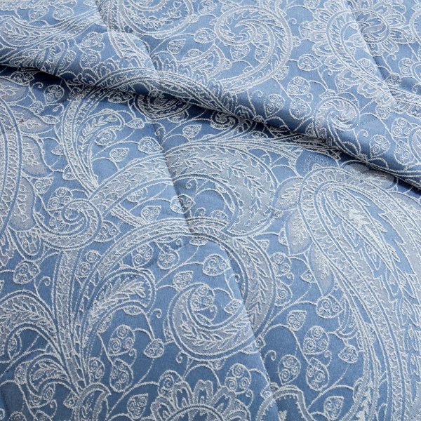 Paisley chambray blue luxury cotton rich jacquard duvet cover