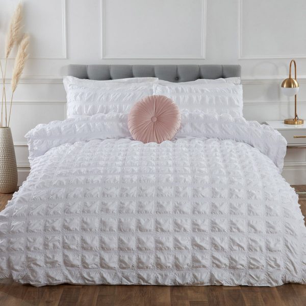 Sheraton white supersoft seersucker duvet set - all sizes