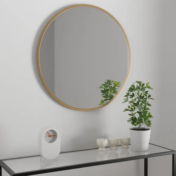 Apartment Round Wall Mirror, 75cm, Gold